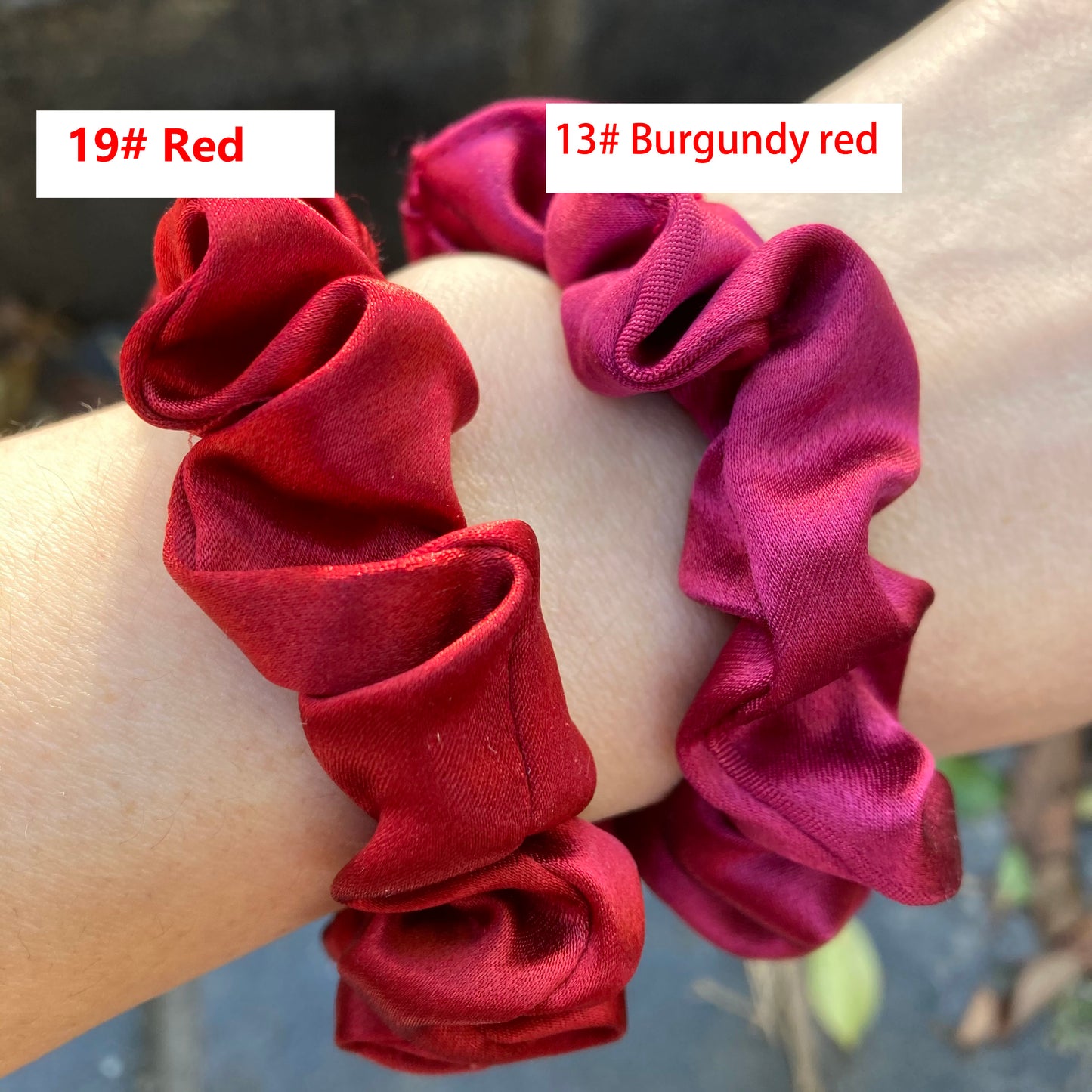 2pcs 100% Natural Mulberry Silk scrunchies hair tie ring less friction 20mm width NB1