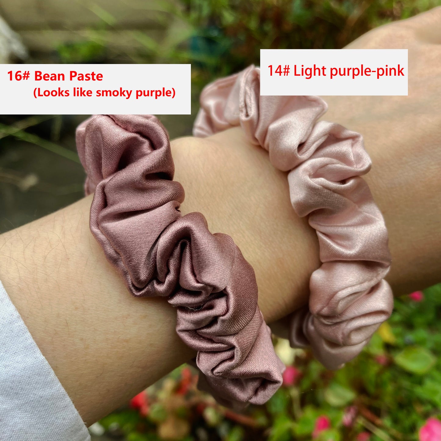 2pcs 100% Natural Mulberry Silk scrunchies hair tie ring less friction 20mm width NB1