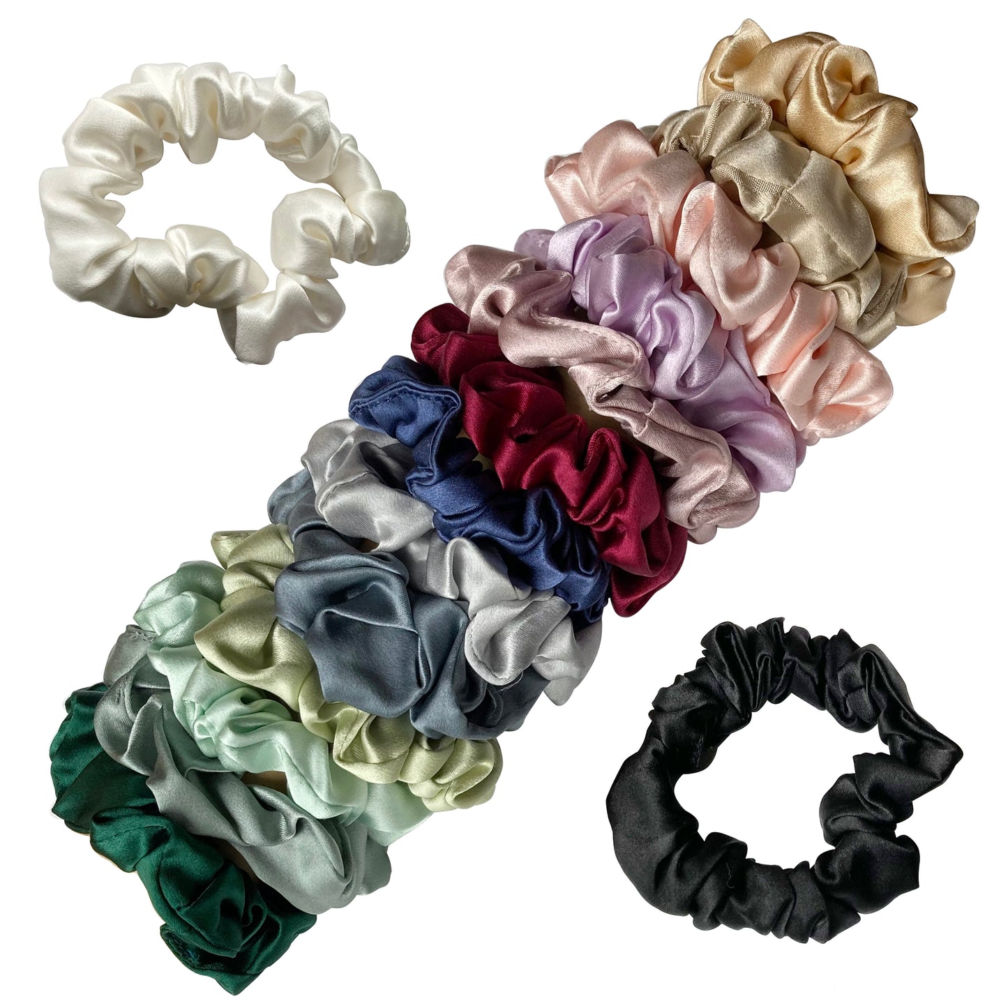 2pcs 100% Natural Mulberry Silk scrunchies hair tie ring less friction 20mm width NB1